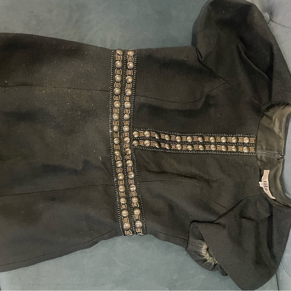 Elegant Black Dress with Embellished Waist